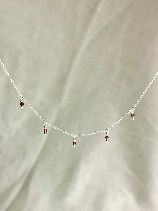 Dainty Gemstone Necklace Garnet