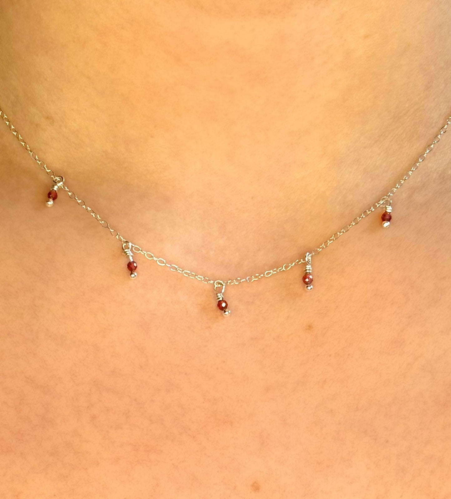 Dainty Gemstone Necklace Garnet