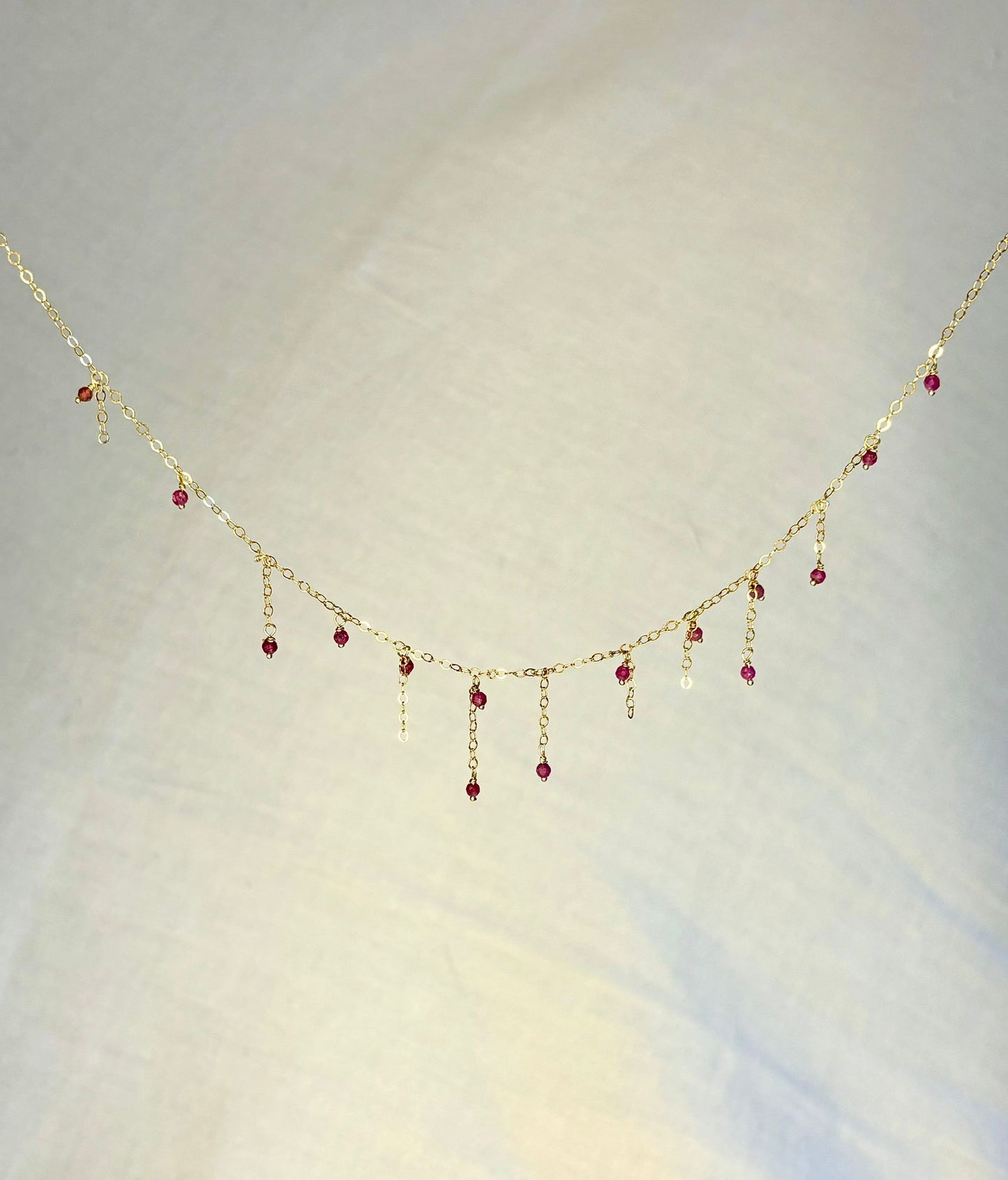 Delicate Gold-filled Ruby Necklace