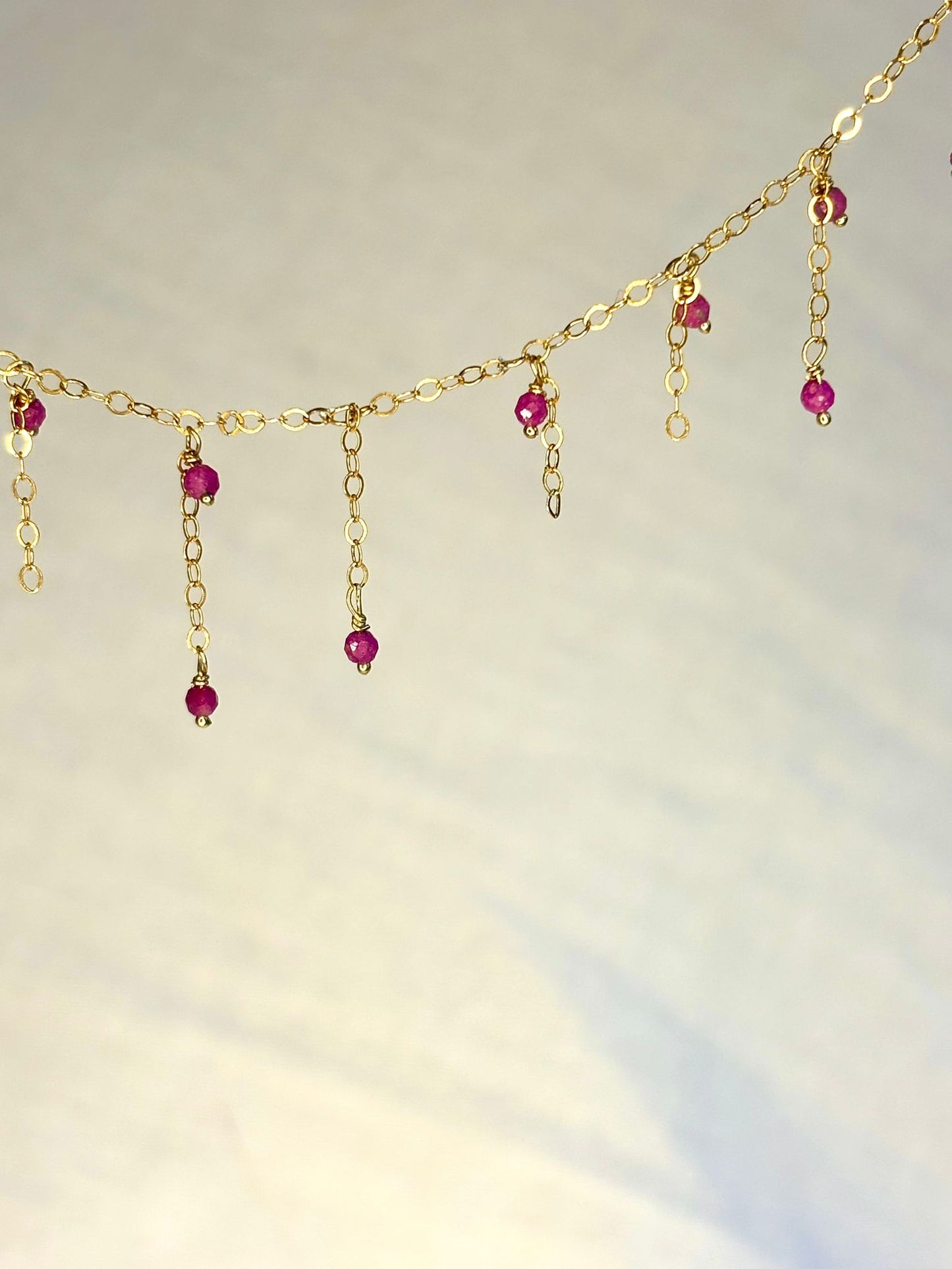 Delicate Gold-filled Ruby Necklace