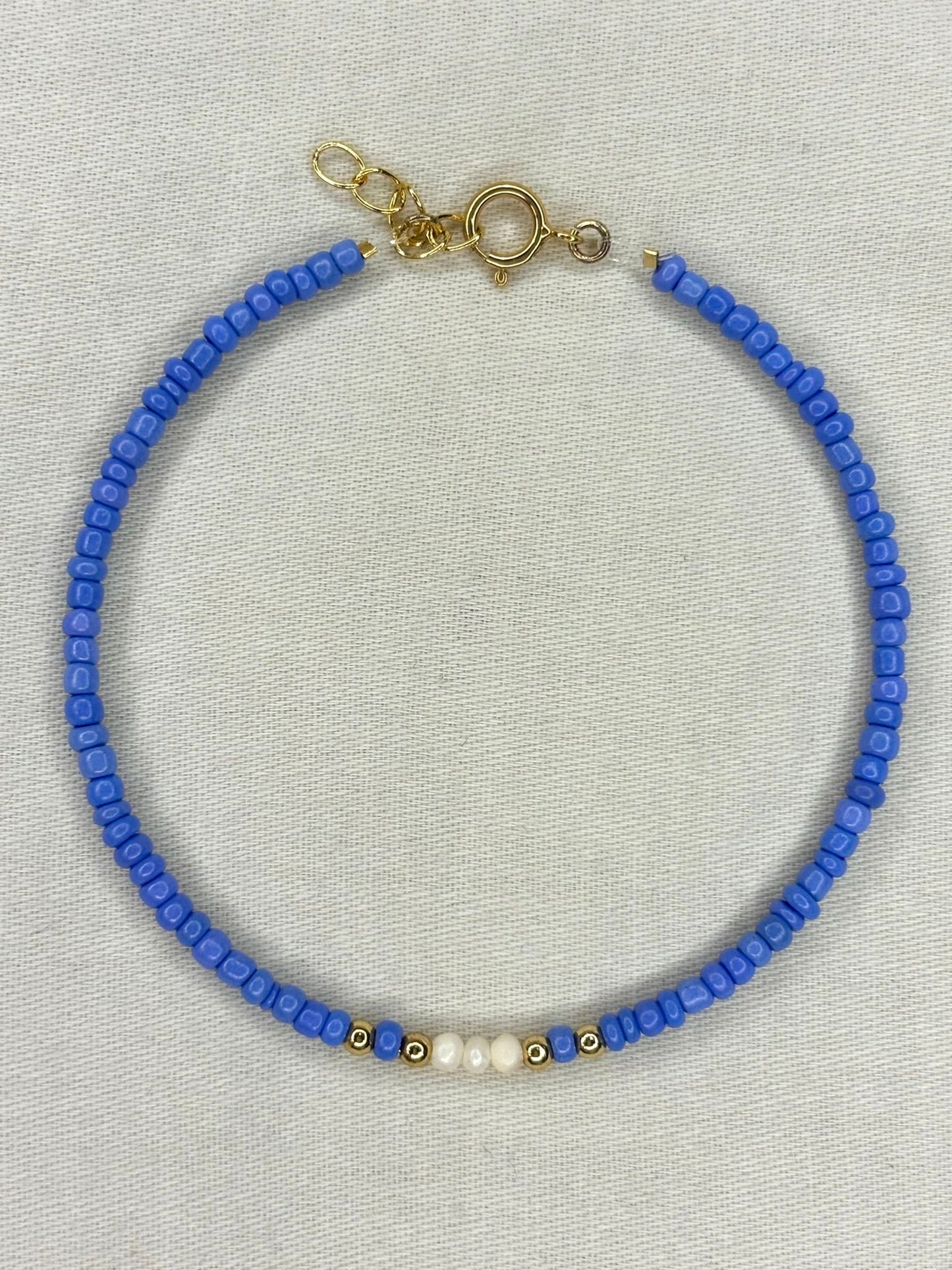 Pale Blue Beaded Bracelet with Freshwater Pearls