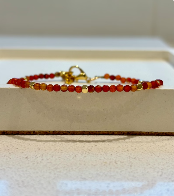 Dainty Gemstone Anklet Carnelian