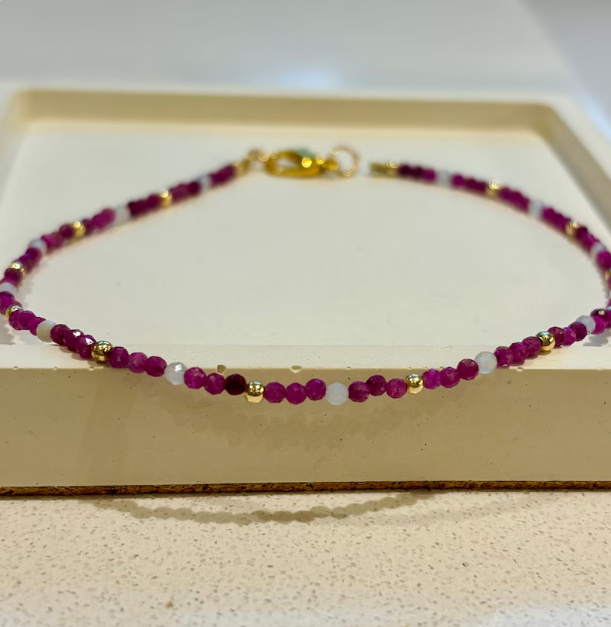 Dainty Gemstone Anklet Ruby