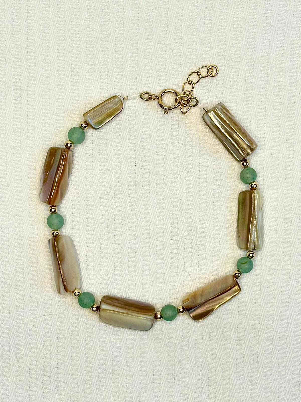 Chunky Pearl and Green Adventurine Bracelet