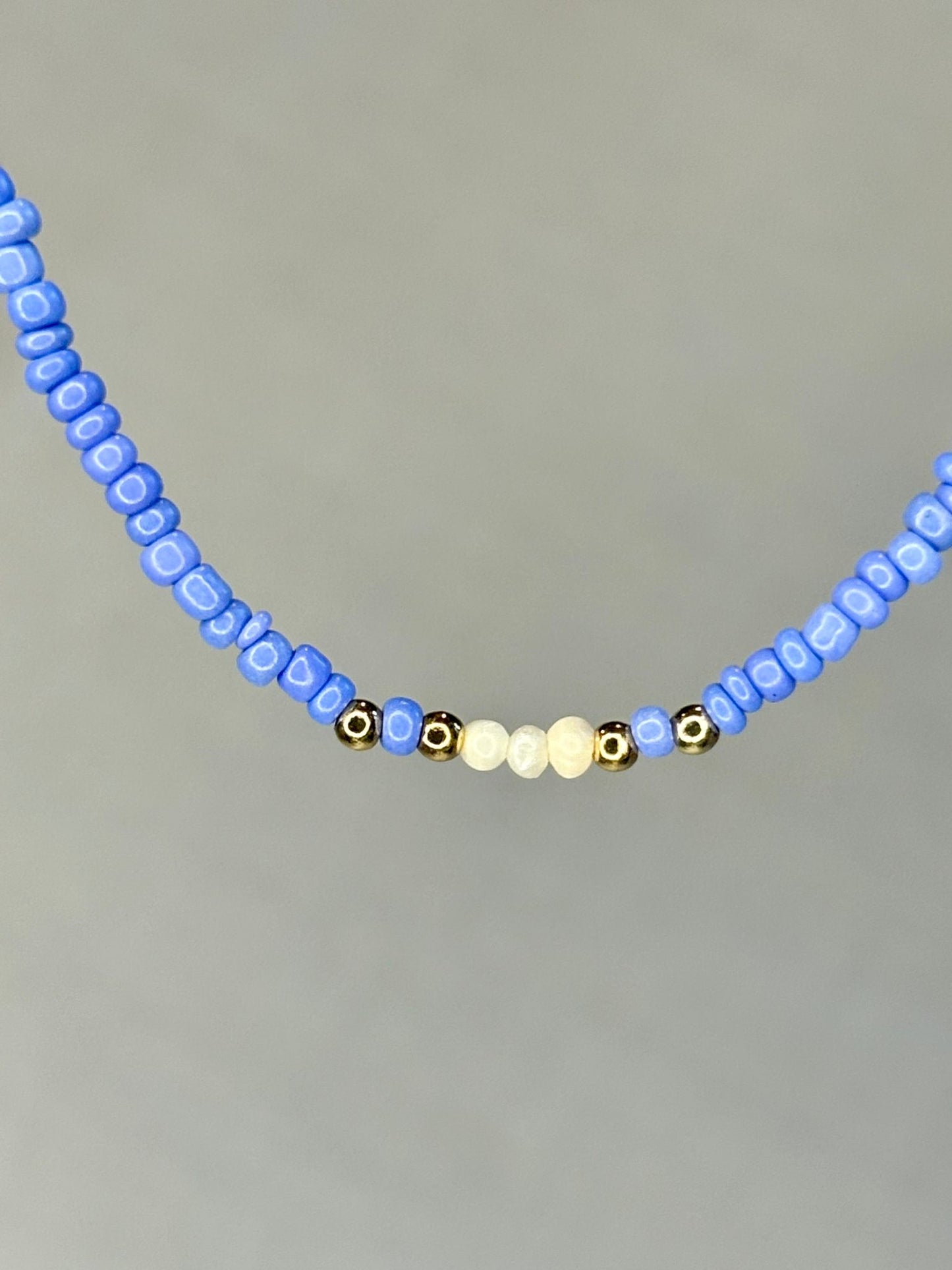 Pale Blue Beaded Bracelet with Freshwater Pearls