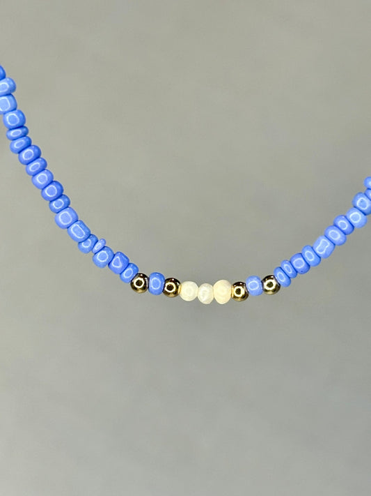 Pale Blue Beaded Bracelet with Freshwater Pearls