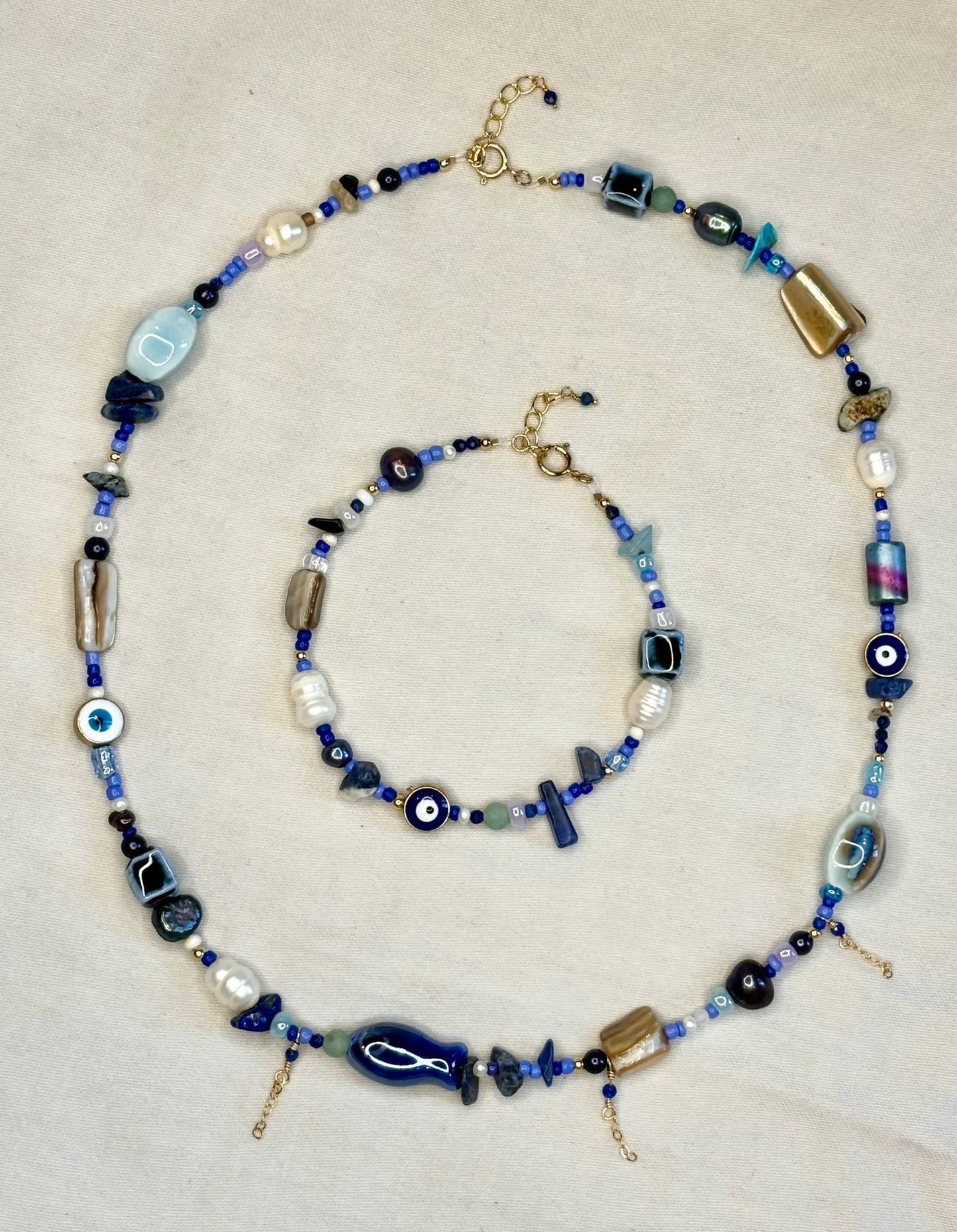 Blue Beaded Eclectic Bracelet