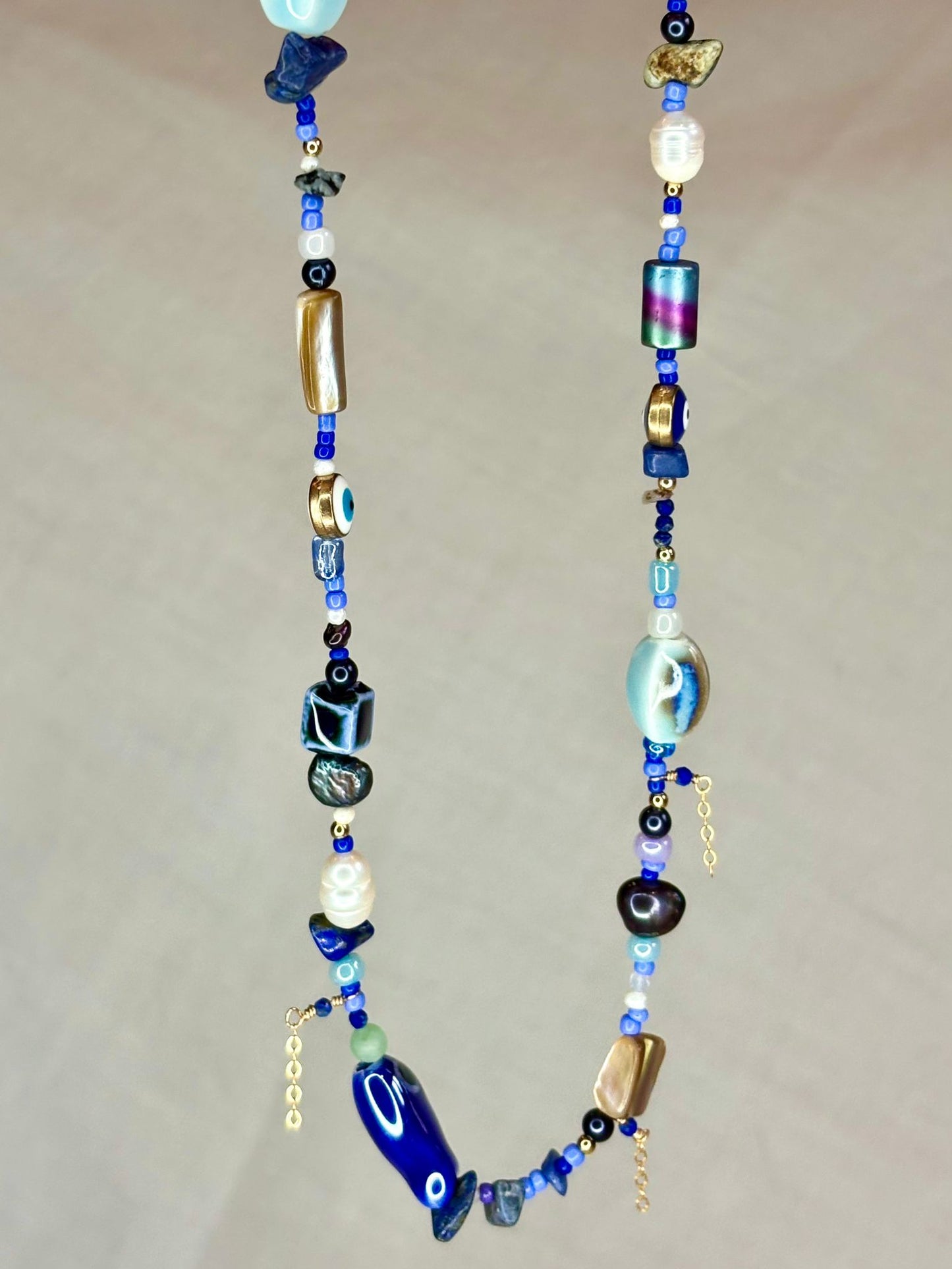 Blue Beaded Eclectic Necklace