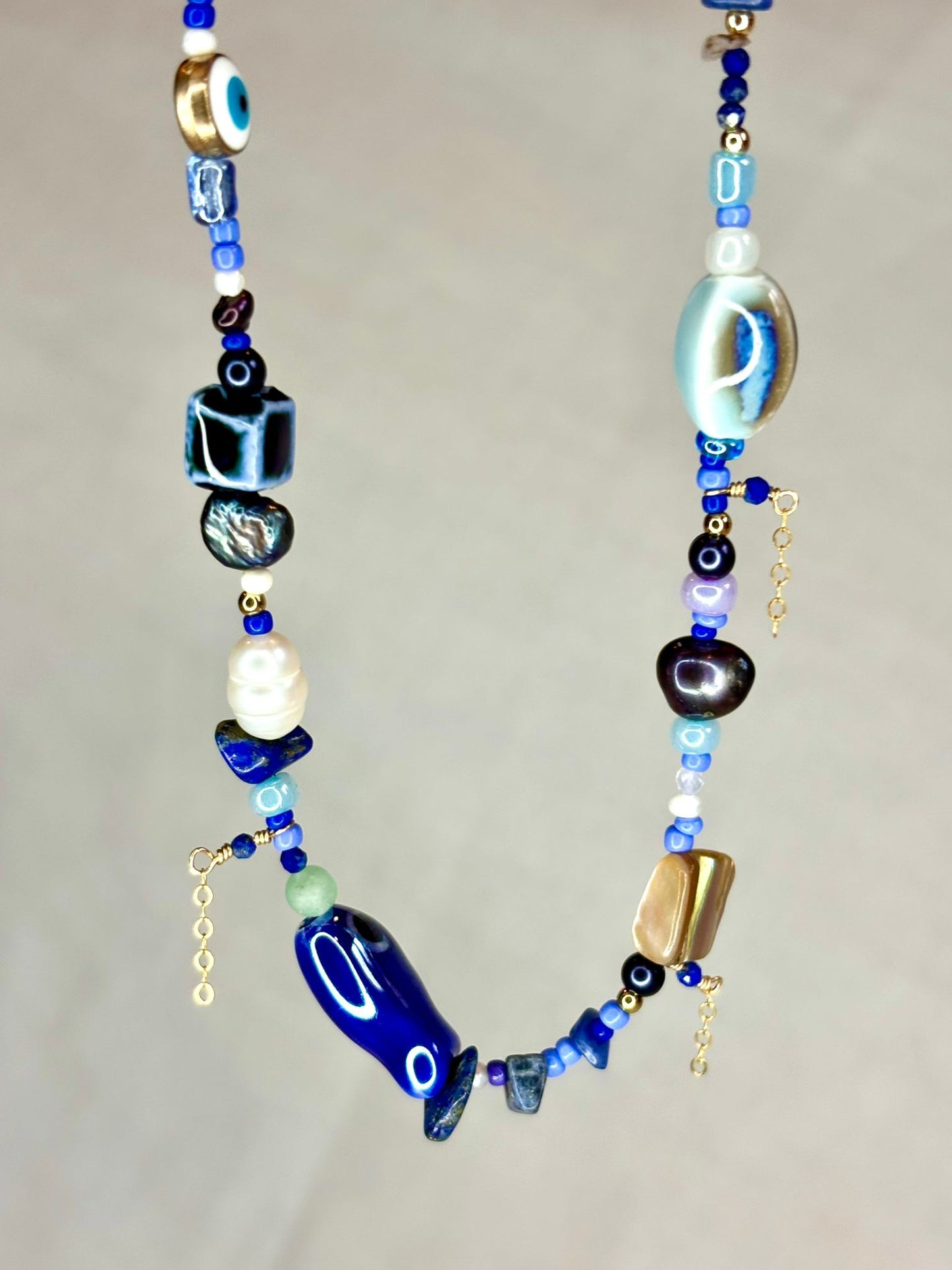 Blue Beaded Eclectic Necklace