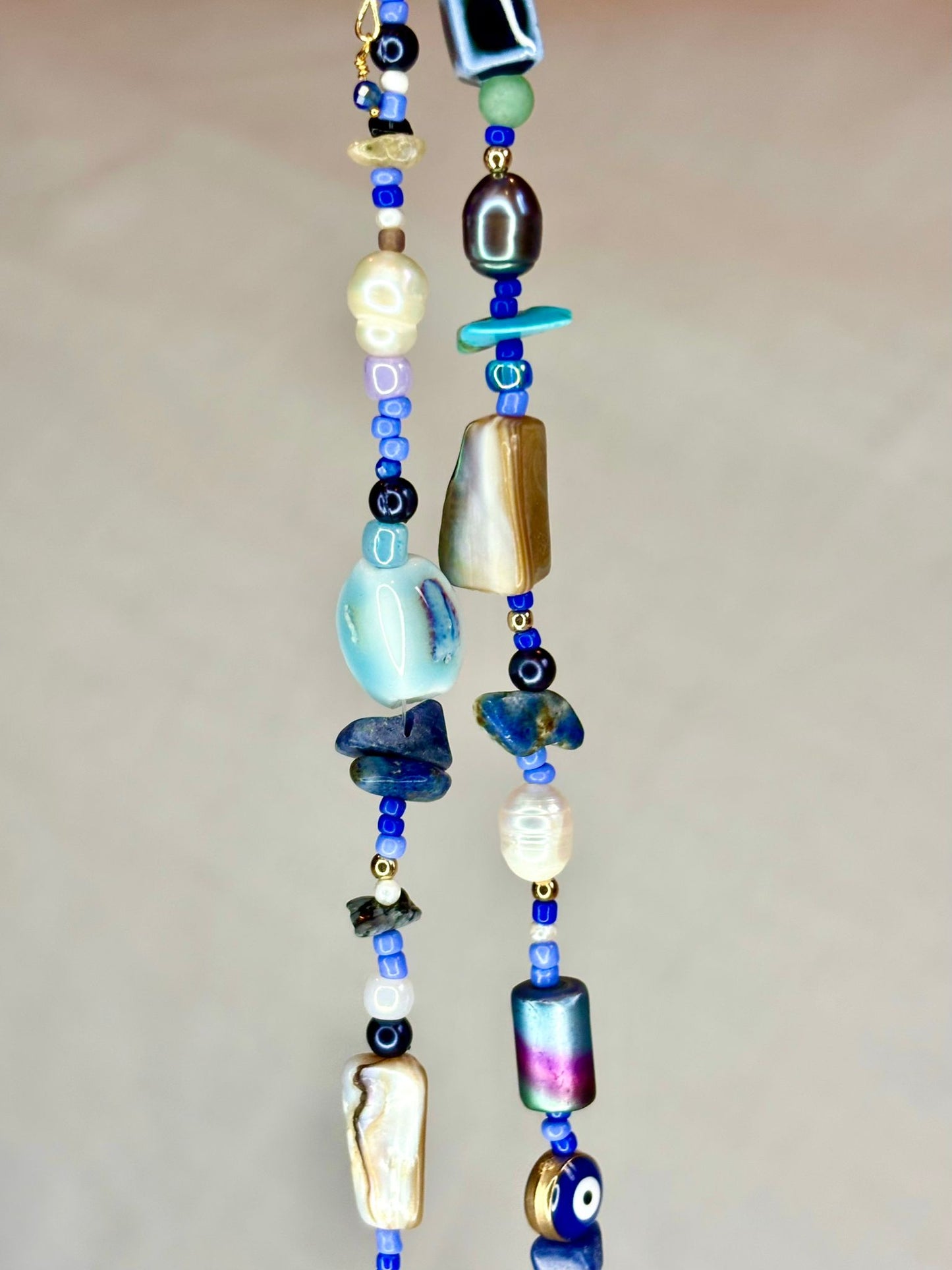 Blue Beaded Eclectic Necklace