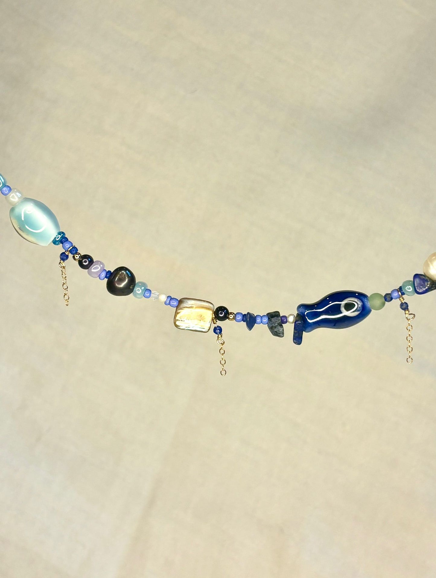 Blue Beaded Eclectic Necklace