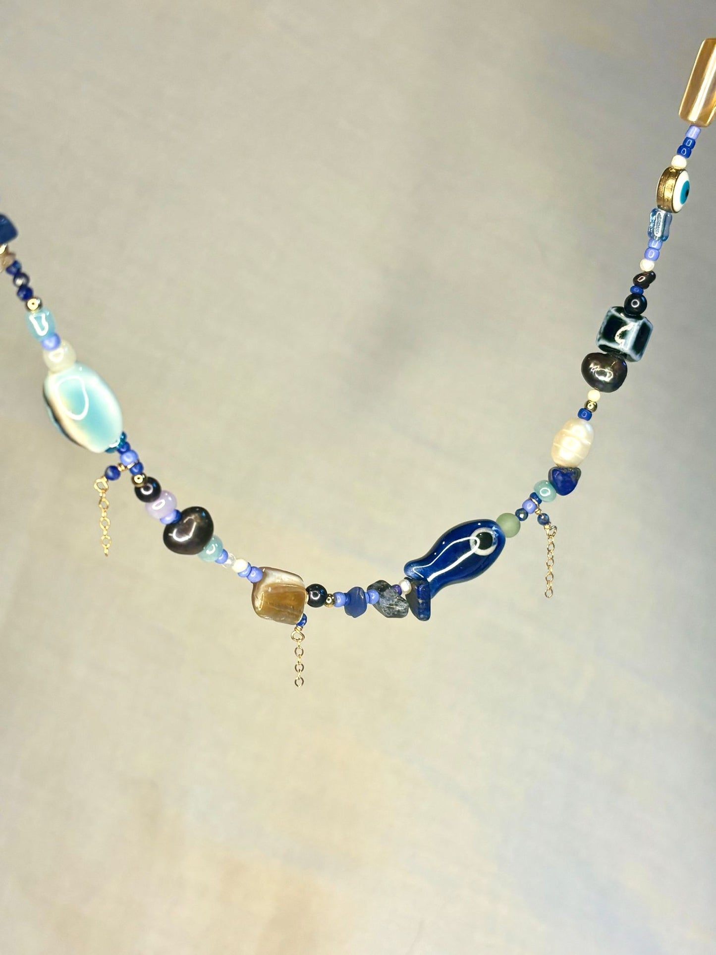 Blue Beaded Eclectic Necklace