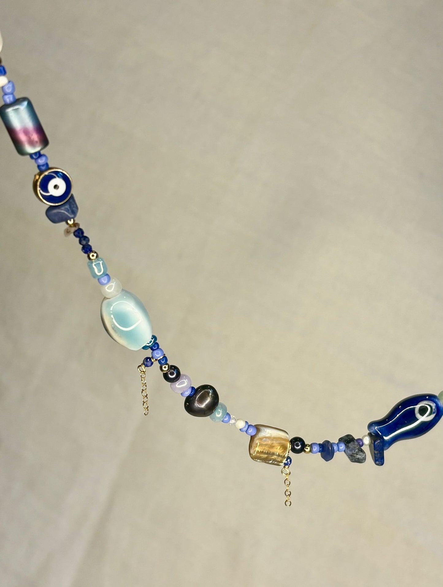 Blue Beaded Eclectic Necklace