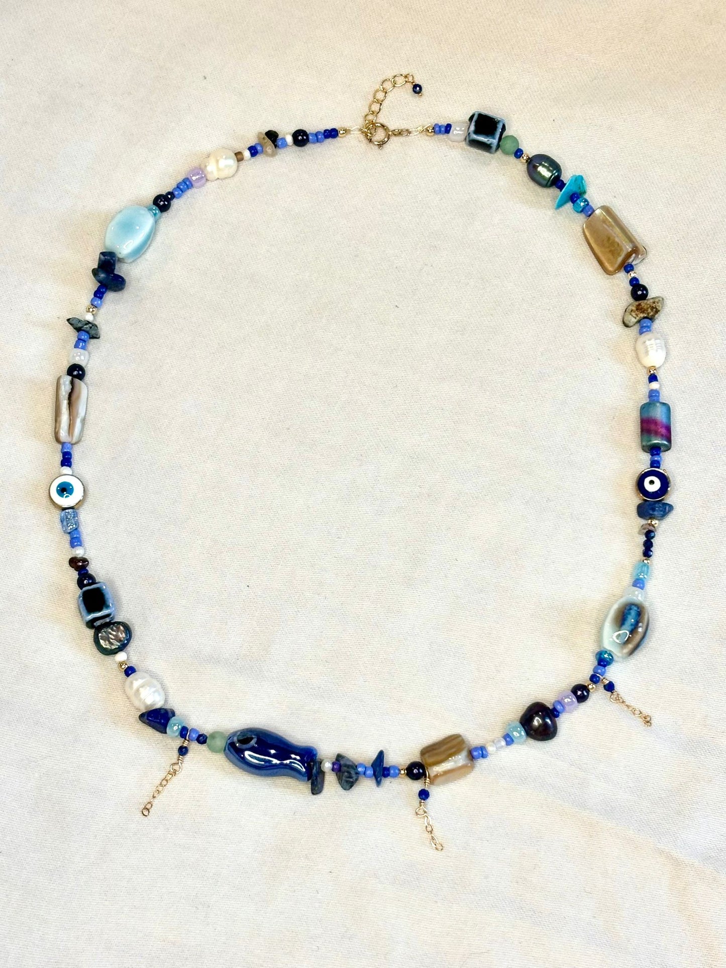 Blue Beaded Eclectic Necklace