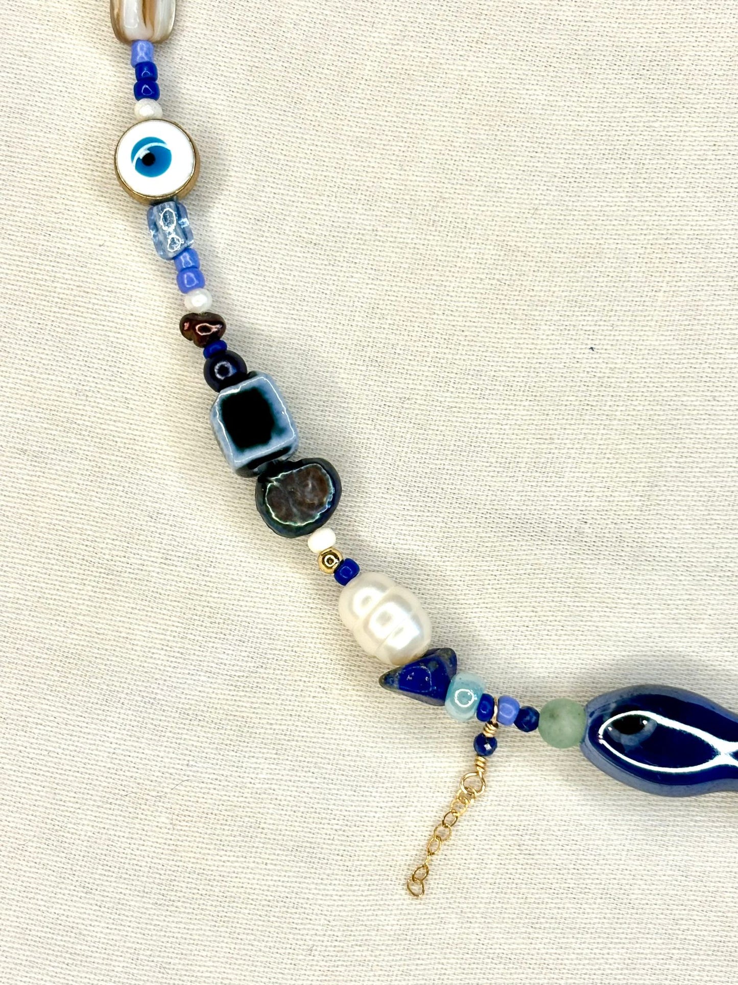 Blue Beaded Eclectic Necklace