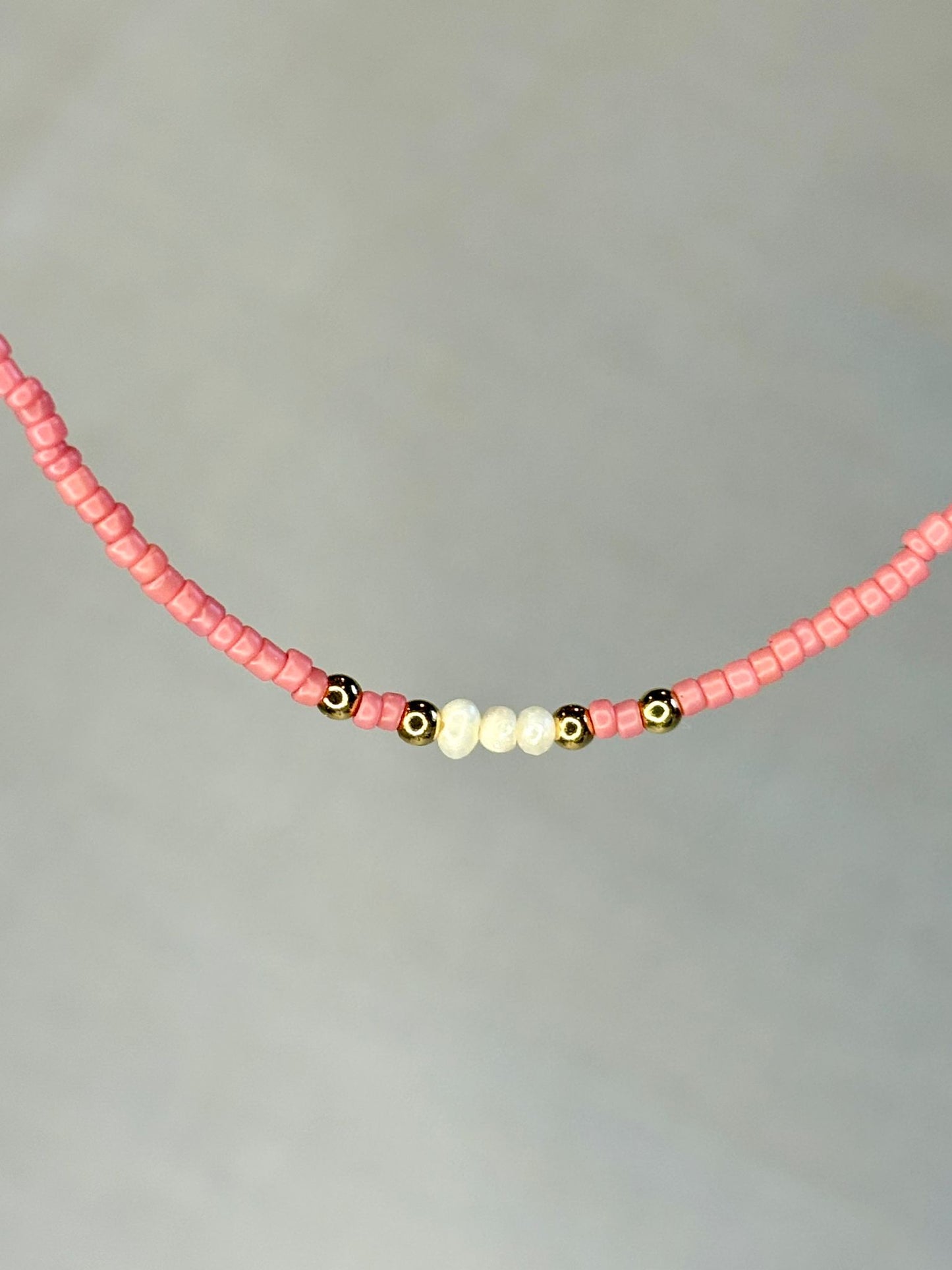 Dark Pink Beaded Bracelet with Freshwater Pearls