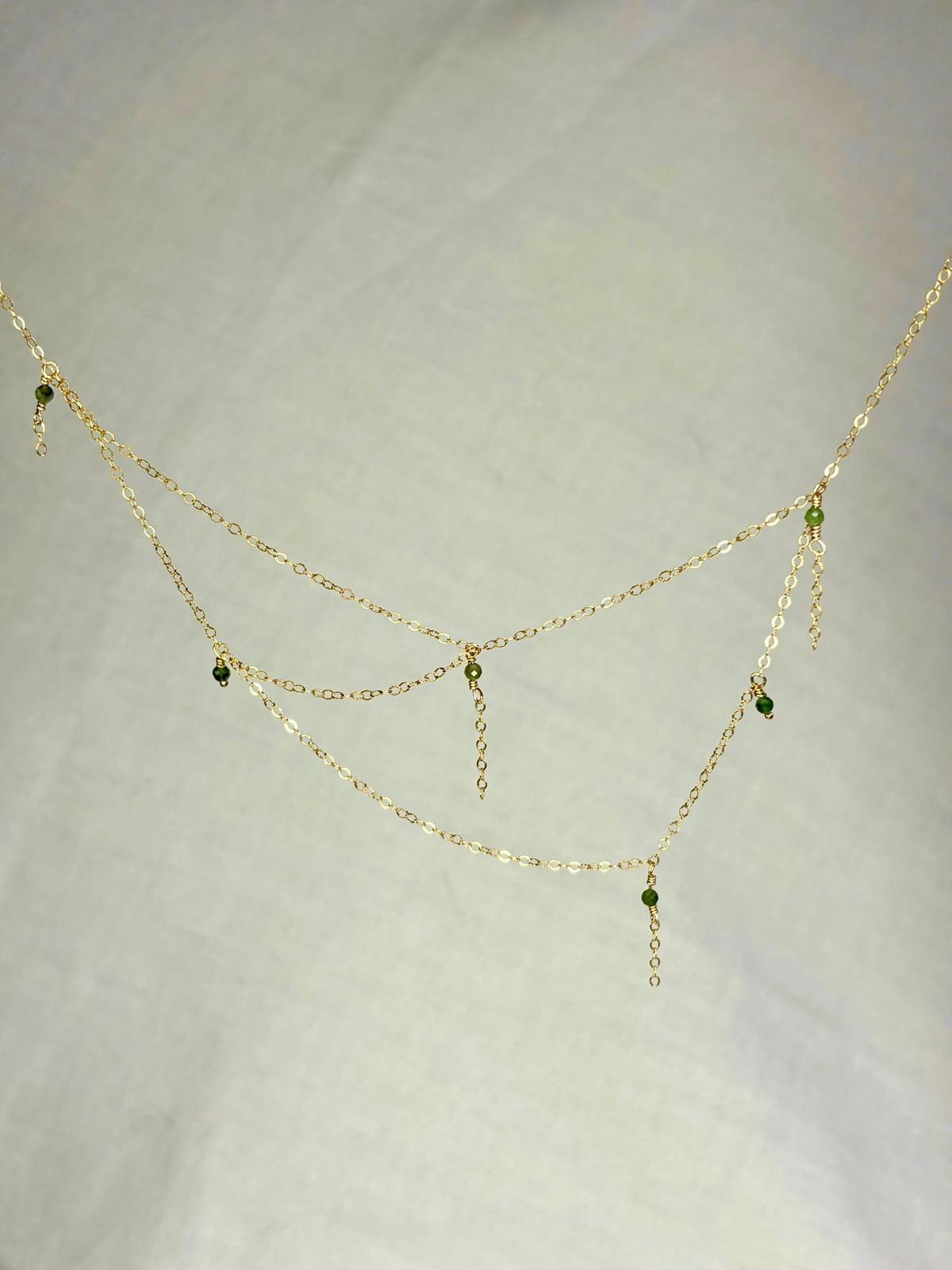 Asymmetric Gemstone Necklace Emerald