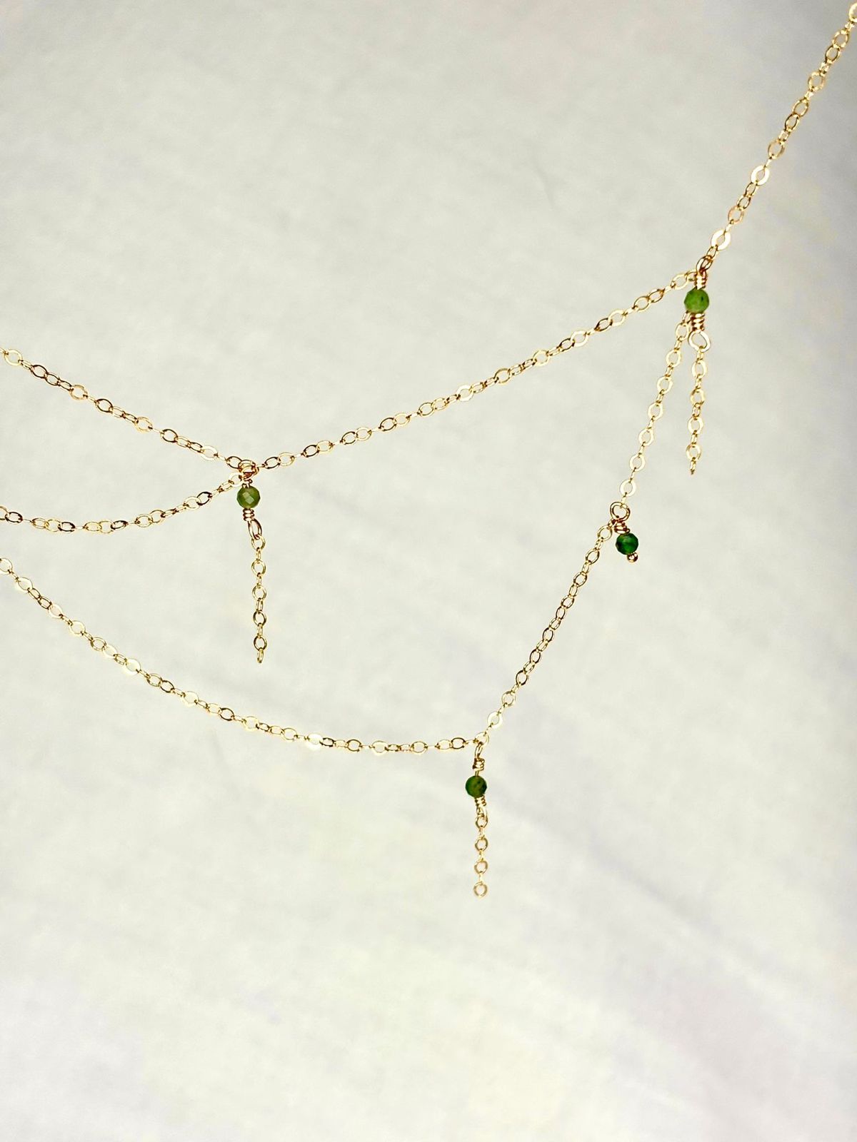 Asymmetric Gemstone Necklace Emerald