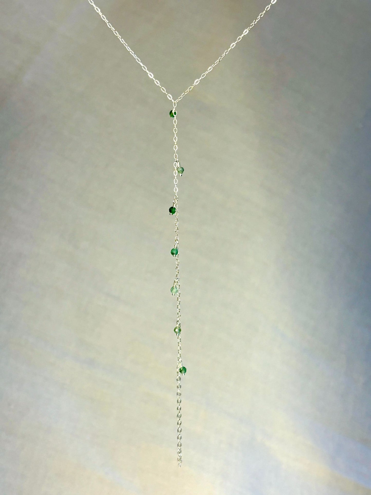 Dainty Gemstone Hand Chain Emerald