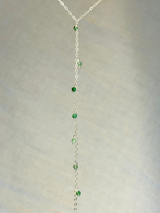 Dainty Gemstone Hand Chain Emerald