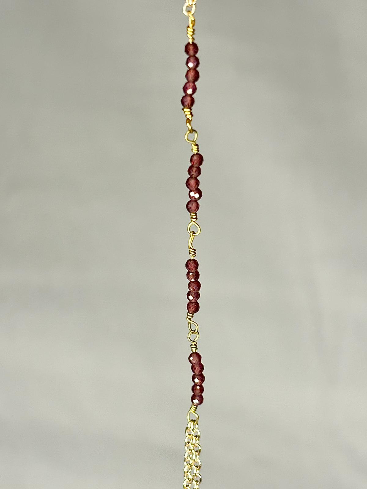 Dainty Gemstone Hand Chain Garnet