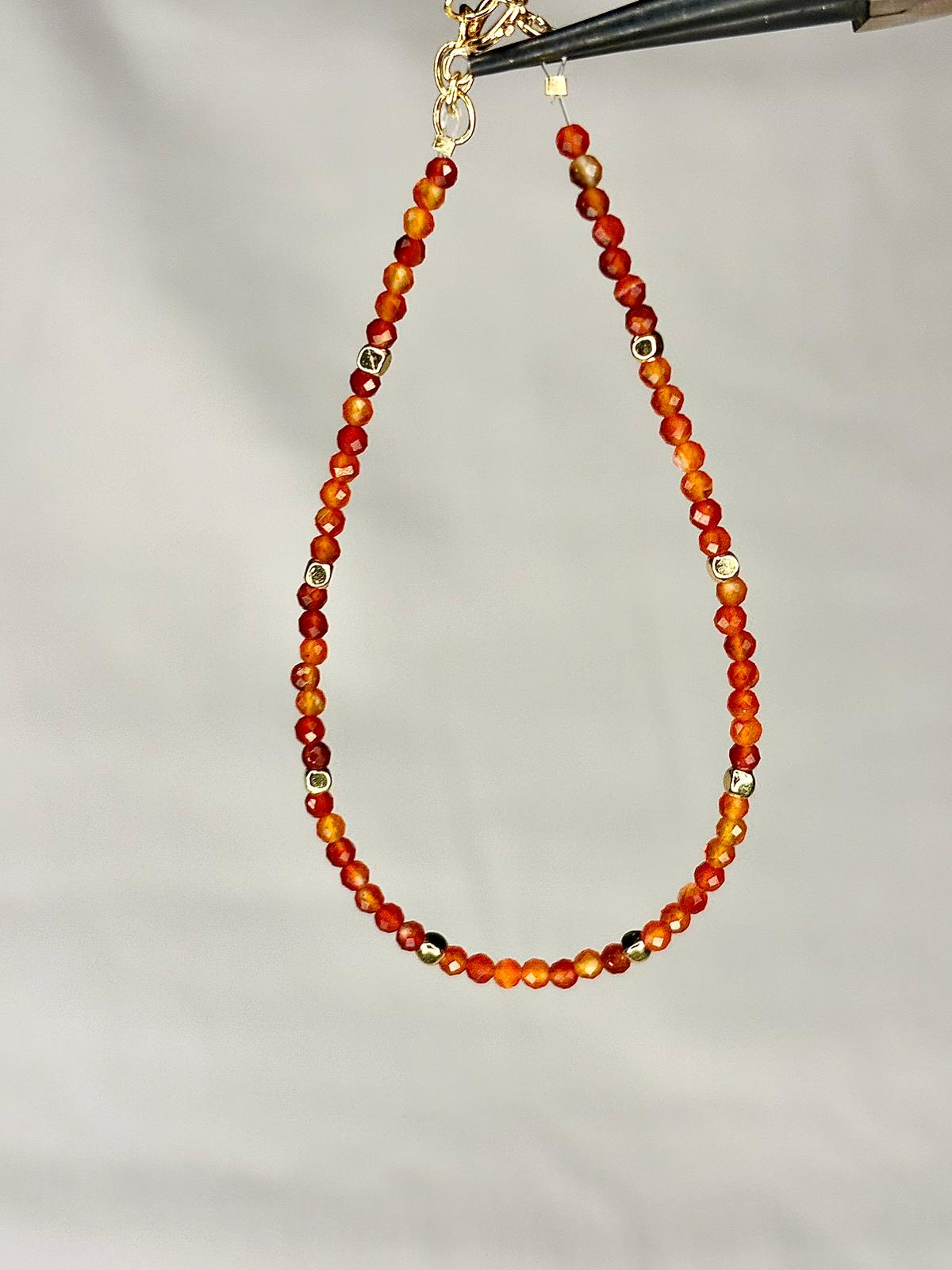 Dainty Gemstone Anklet Carnelian