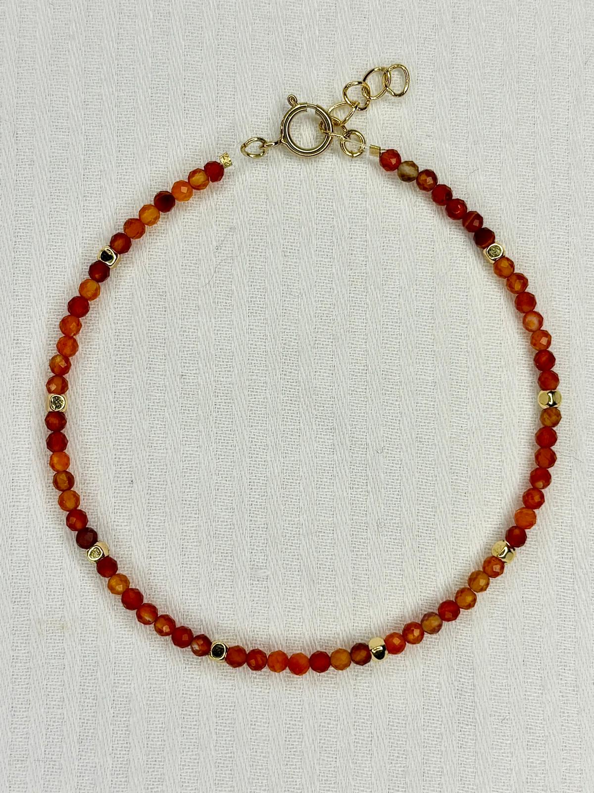 Dainty Gemstone Anklet Carnelian