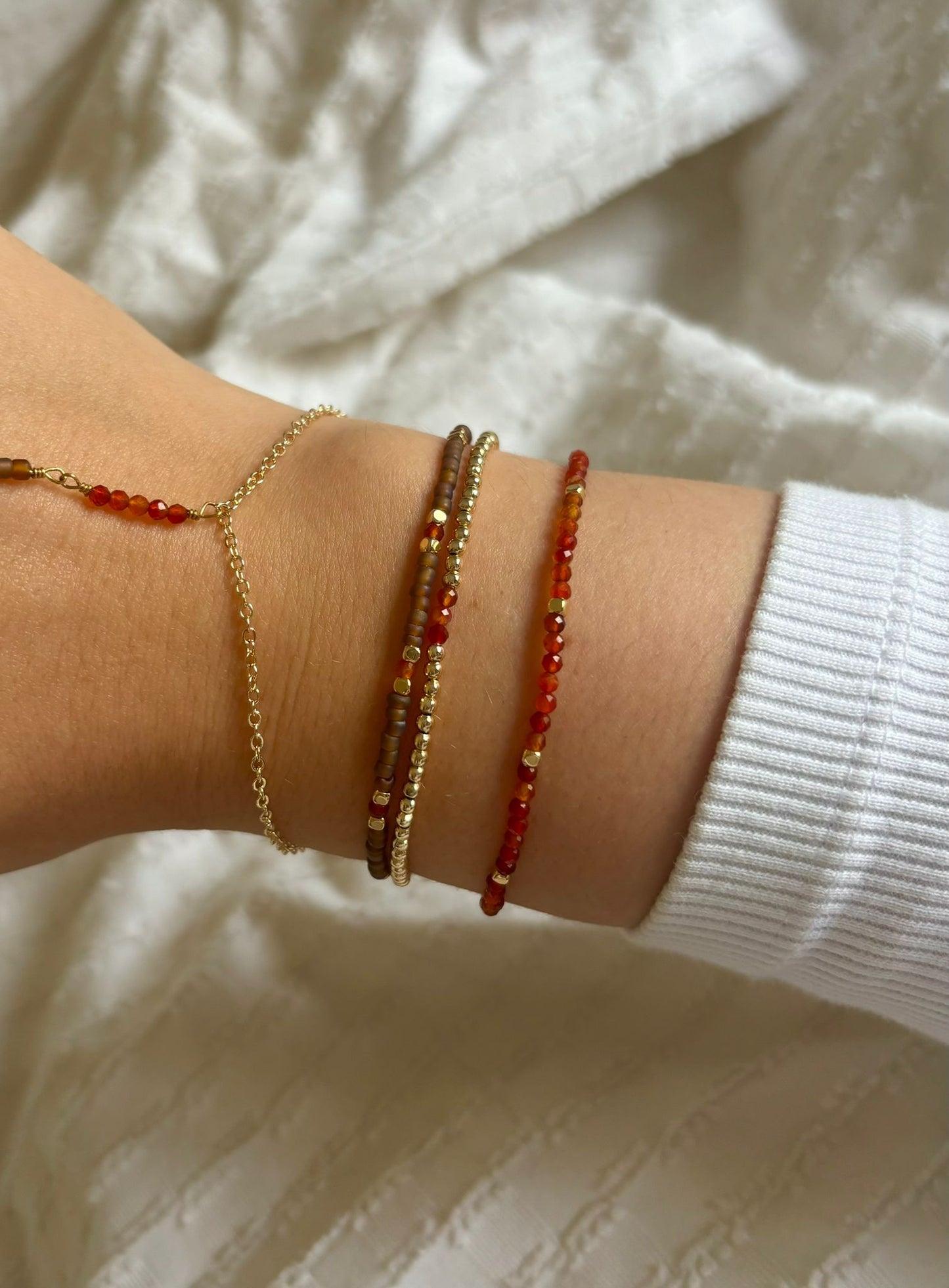 Dainty Gemstone Bracelet Carnelian