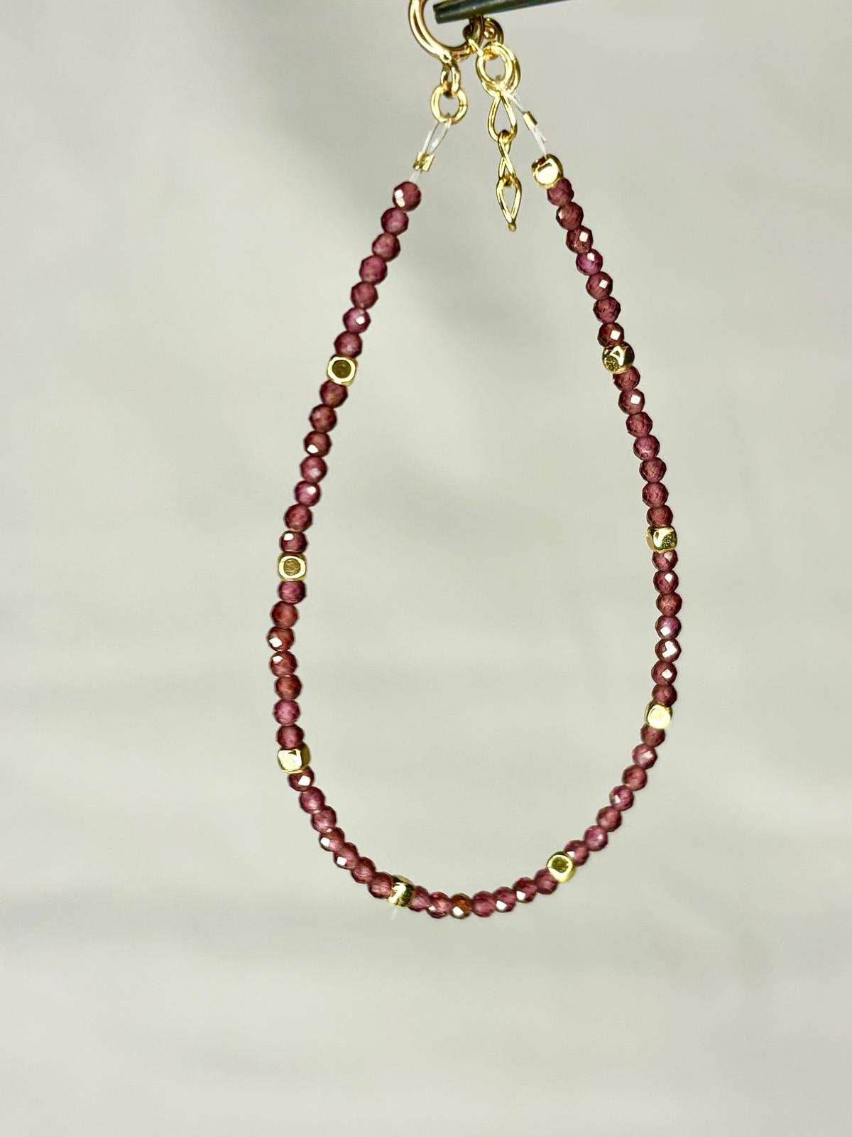 Dainty Gemstone Anklet Garnet