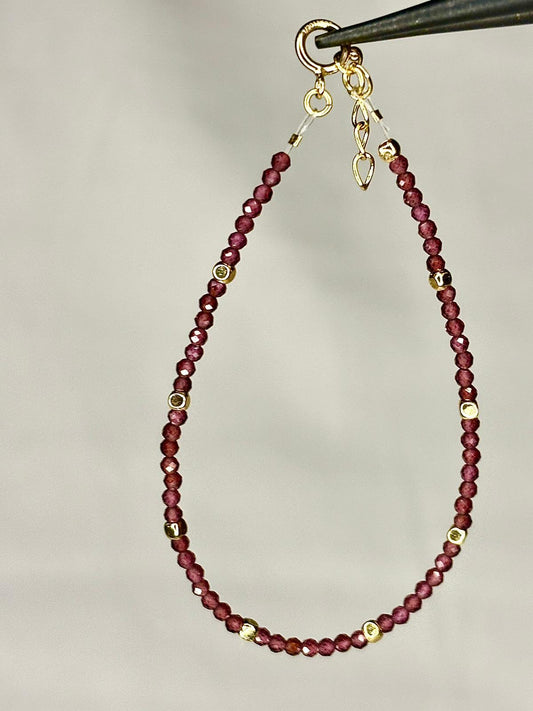 Dainty Gemstone Anklet Garnet