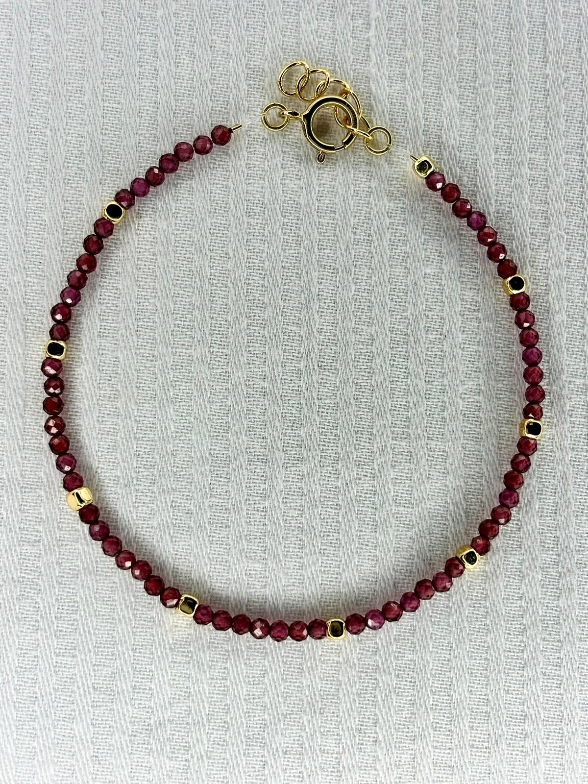 Dainty Gemstone Anklet Garnet