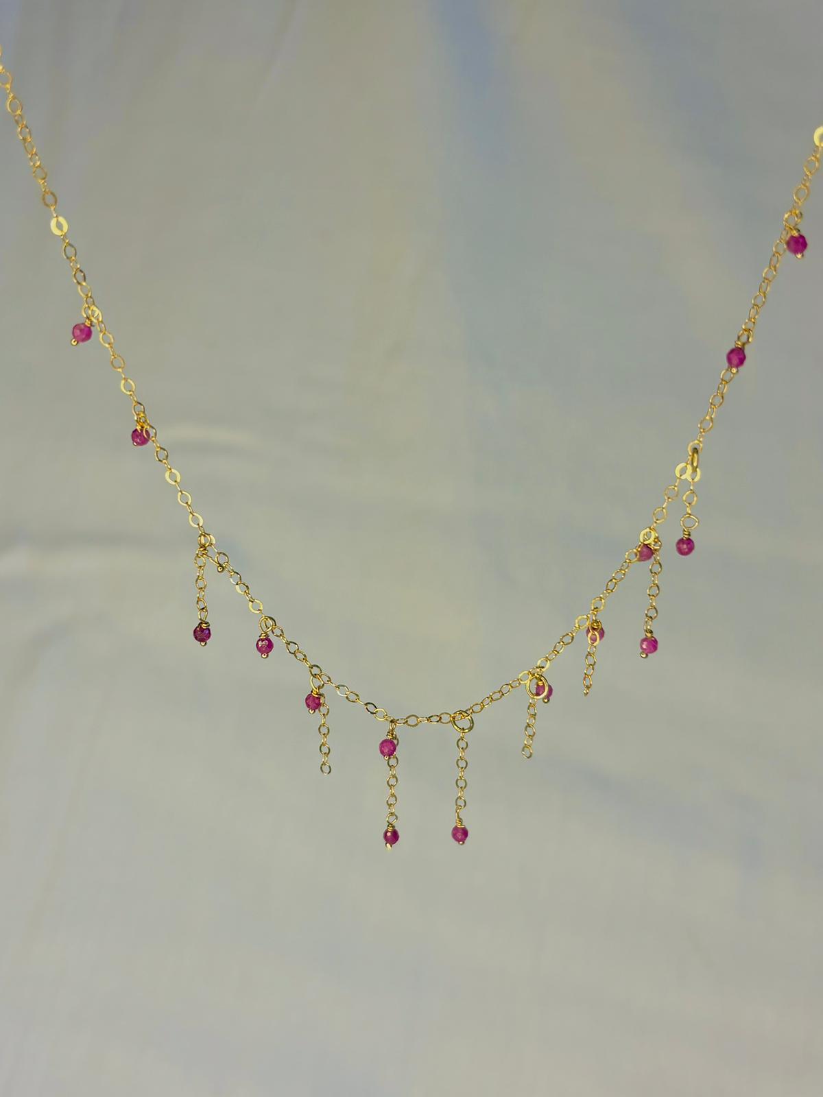 Delicate Gold-filled Ruby Necklace