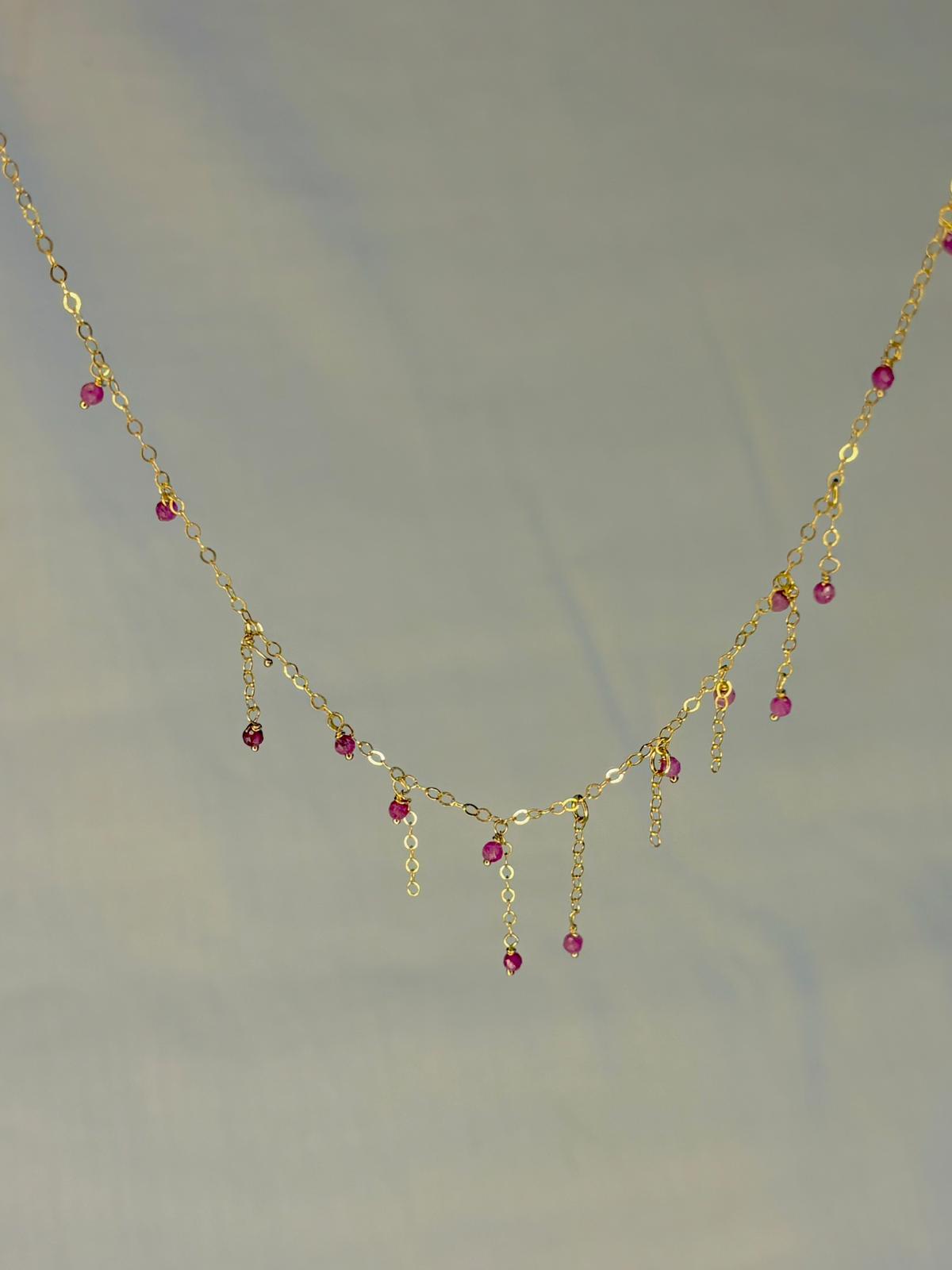 Delicate Gold-filled Ruby Necklace