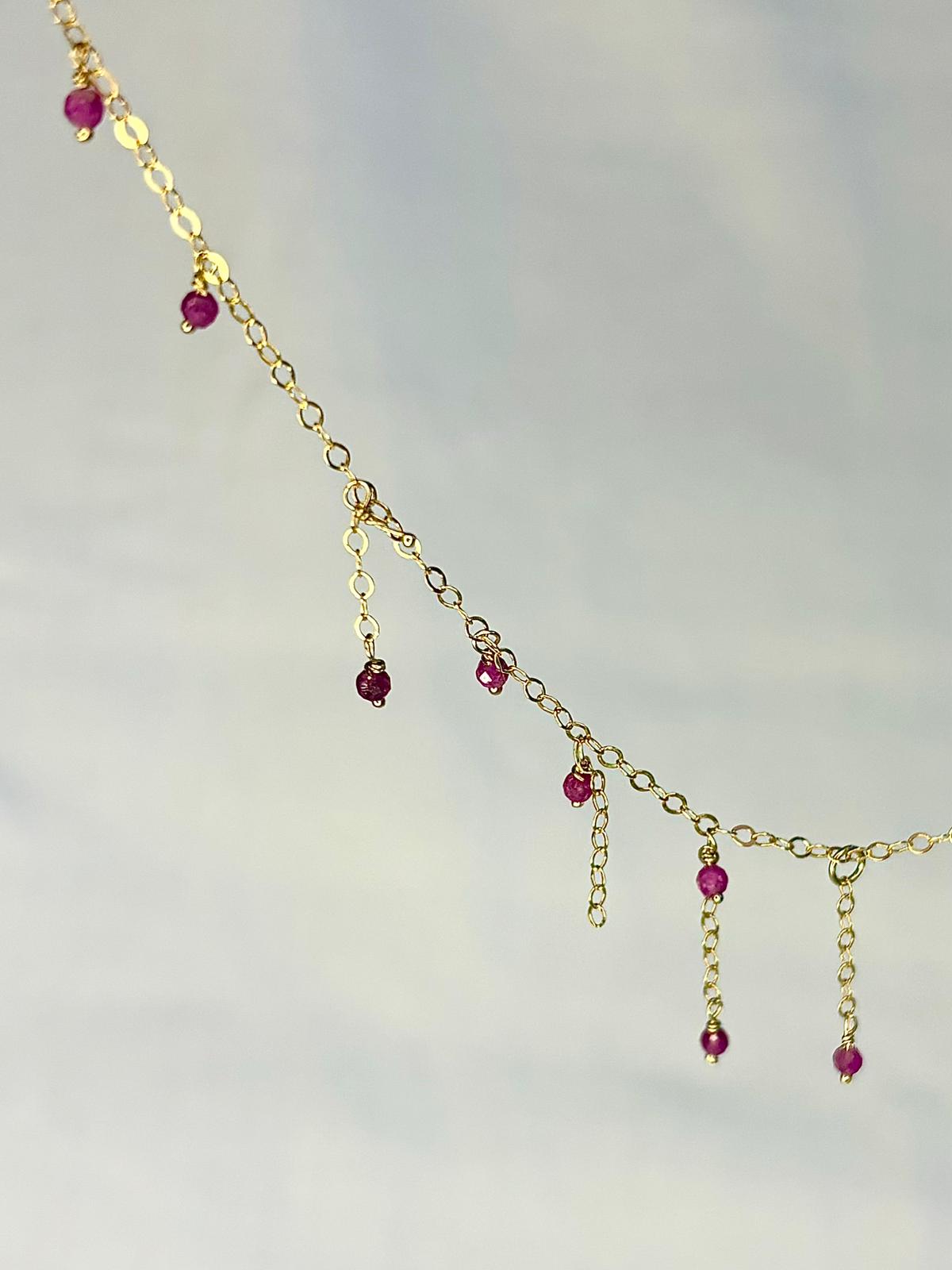 Delicate Gold-filled Ruby Necklace