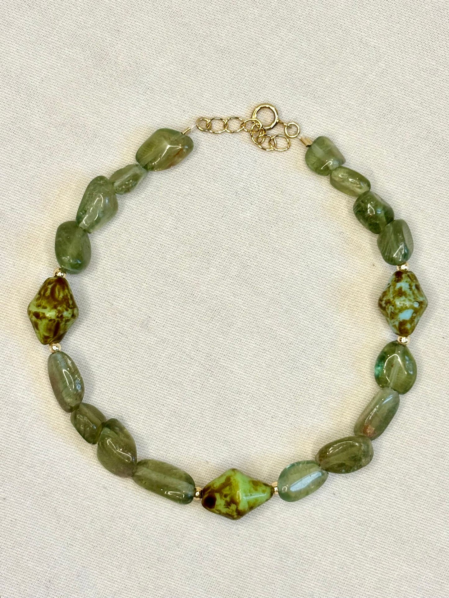 Chunky Gemstone Bracelet Green Apatite