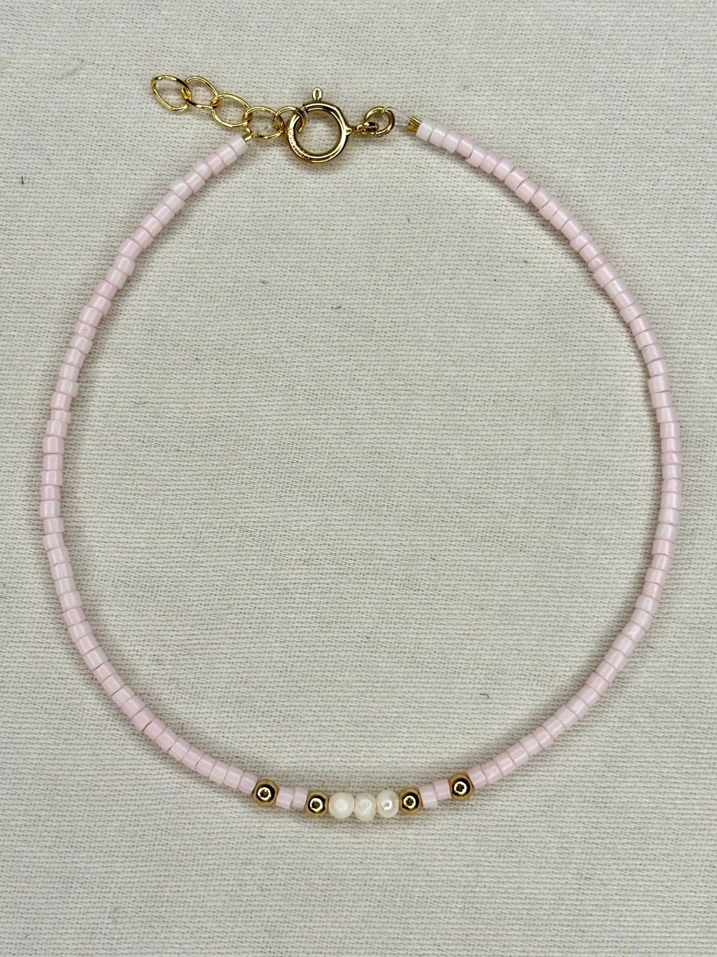 Pale Pink Beaded Bracelet with Freshwater Pearls