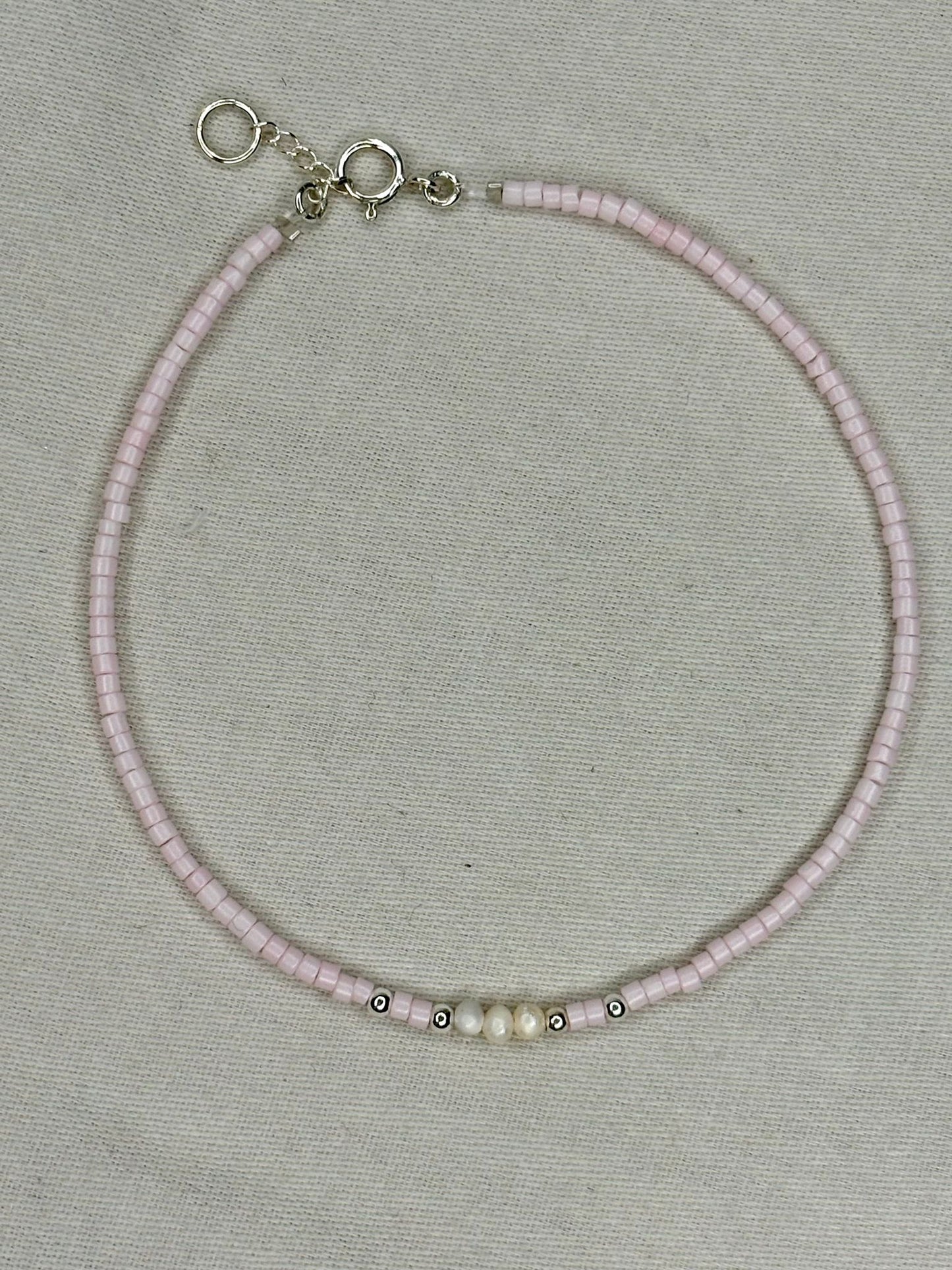 Pale Pink Beaded Bracelet with Freshwater Pearls