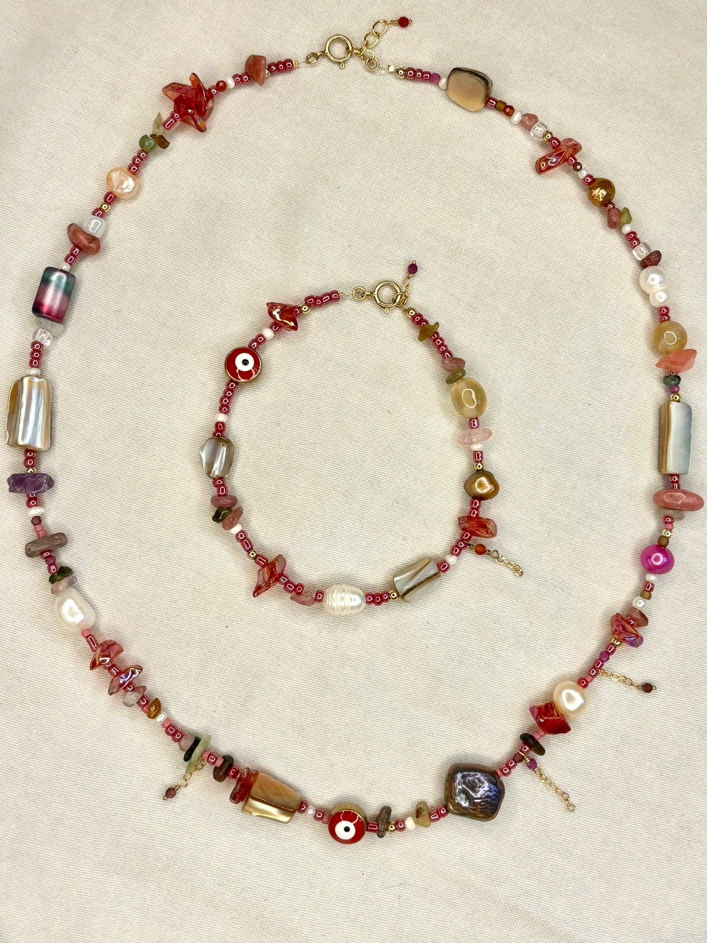 Red Beaded Eclectic Bracelet