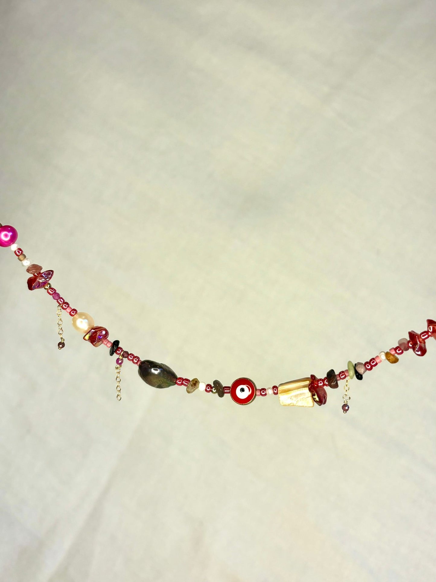 Red Beaded Eclectic Necklace